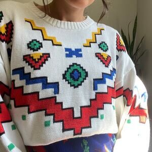 Vintage Colorful Geometric Sweater